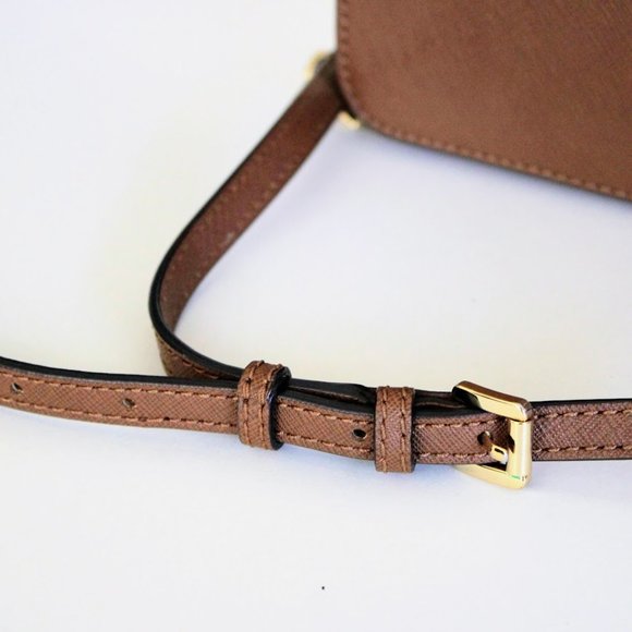 Michael Kors Brown/Tan Jet Set Large Saffiano Leather Crossbody Bag - Picture 11 of 12